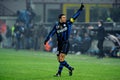The captain of Inter Javier Zanetti celebrates after the goal Royalty Free Stock Photo